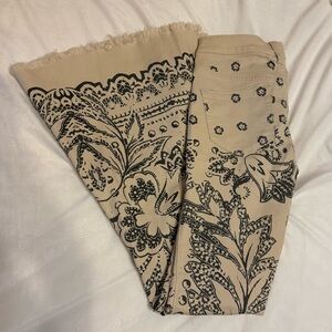 Free People Beige and Black Printed Pants
